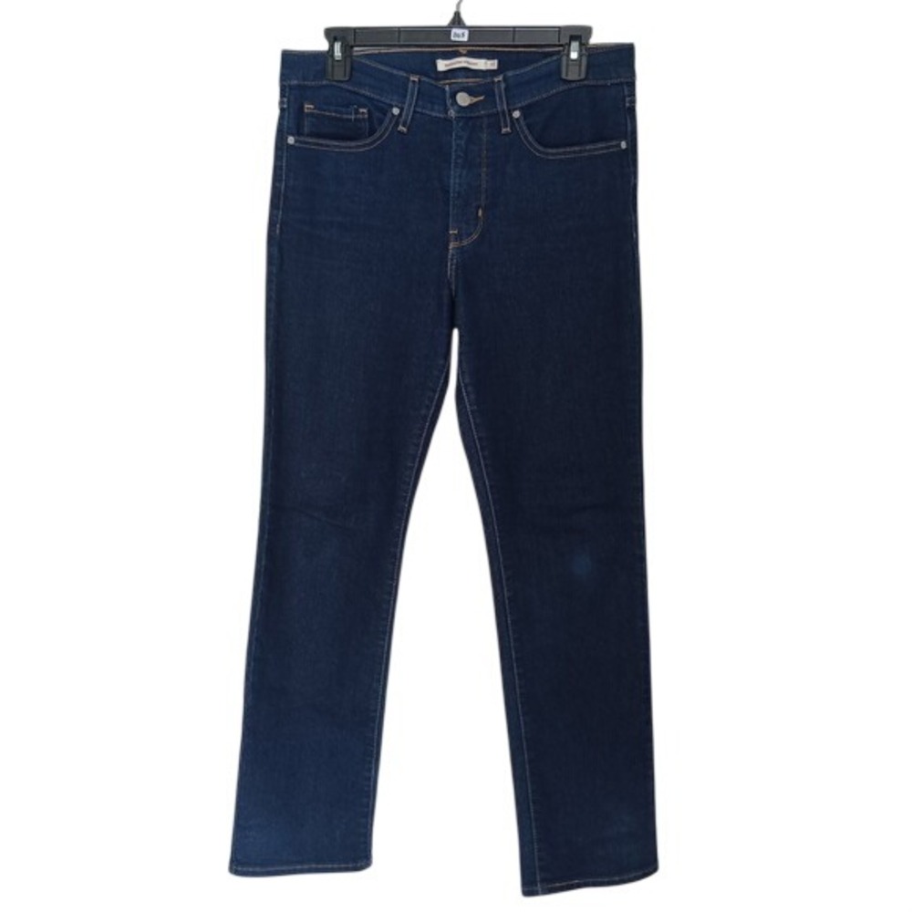 Levis 314 Shaping Straight Jeans Womens Size 30 Dark Blue Stretch Denim
